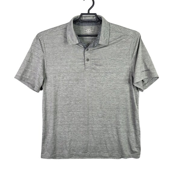 Mens G.H. Bass & Co. Heather Gray Polo Shirt Short Sleeve Polyester Stretch L - Picture 1 of 8